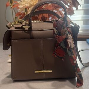 Steve Madden Tan Satchel with Floral Scarf